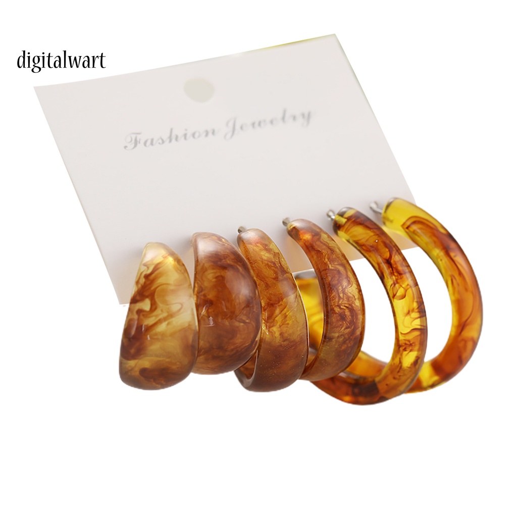 Kỹ Thuật Số| Set 3 Đôi Khuyên Tai Hình Chữ C Trong Suốt Thời Trang Dành Cho Nữ