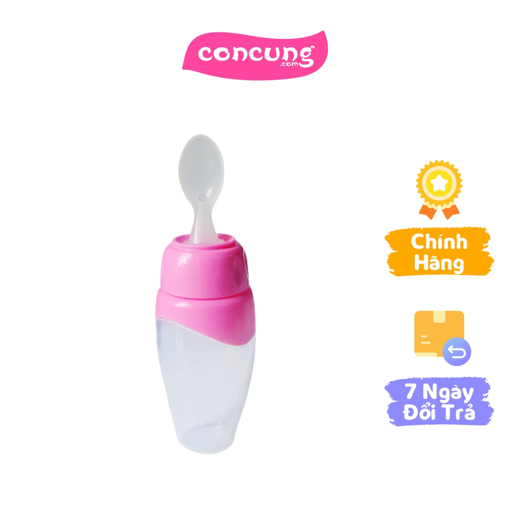 Bình muỗng ăn dặm silicone mềm 150ml, AM55103 (Hồng)