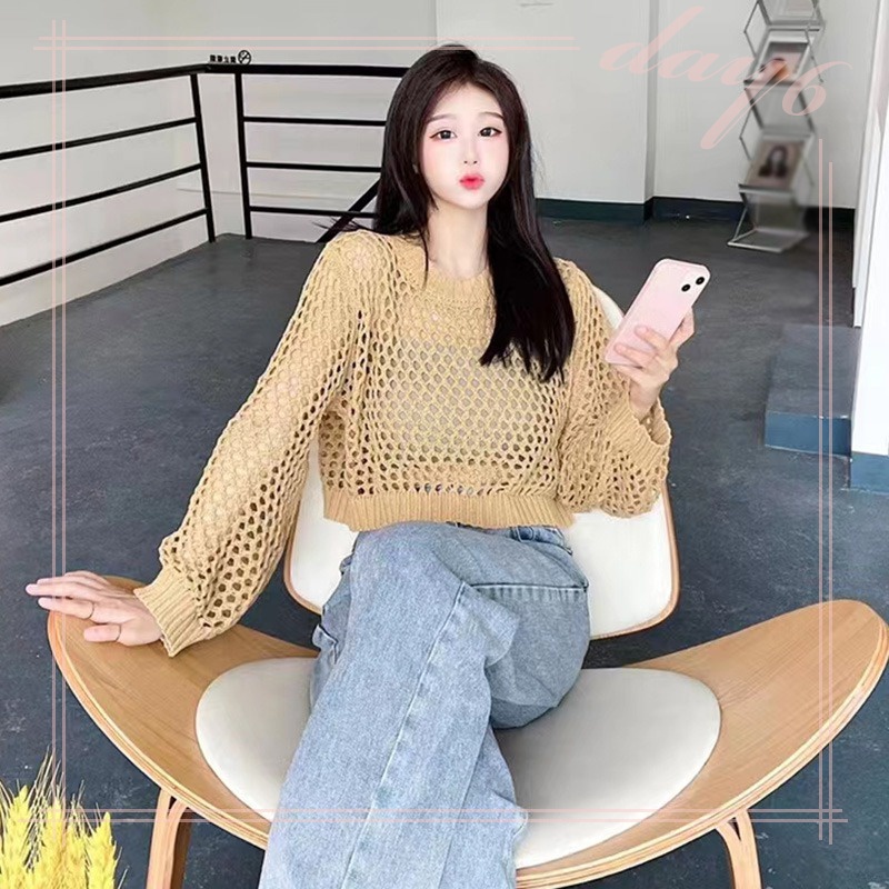 Áo Thun Dệt Kim Mỏng Thoáng Khí Chống Nắng Phong Cách Hàn Quốc Cho Nữ