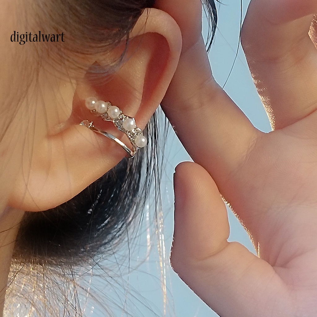 Kỹ Thuật Số| 1 Đôi Bông Tai Dạng Kẹp Đính Ngọc Trai Nhân Tạo Mạ Điện Phong Cách Pháp Thời Trang Dự Tiệc