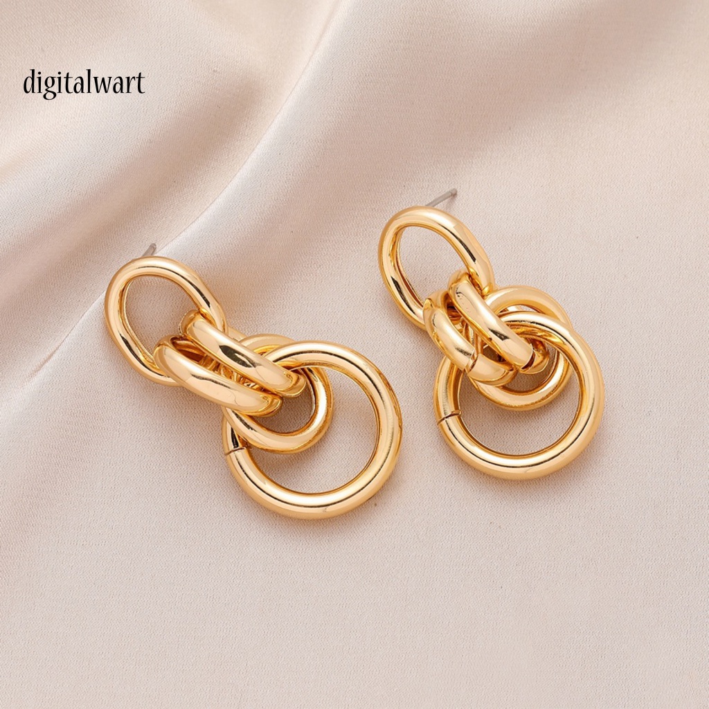 Kỹ Thuật Số| 1 Đôi Bông Tai Tròn Rỗng Bằng Kim Loại Phong Cách Vintage Dành Cho Nữ