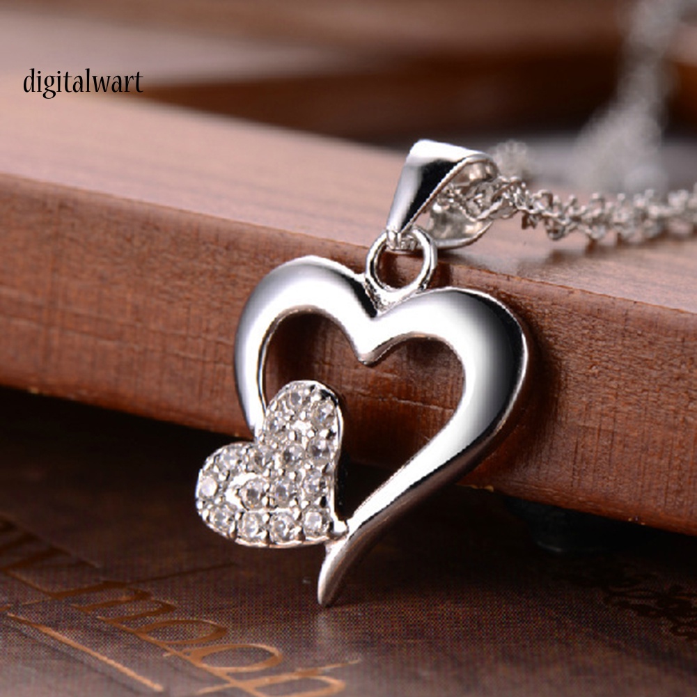 Kỹ Thuật Số| Vòng cổ Mạ BạC HìNh TráI Tim ĐíNh Đá Xinh XắN