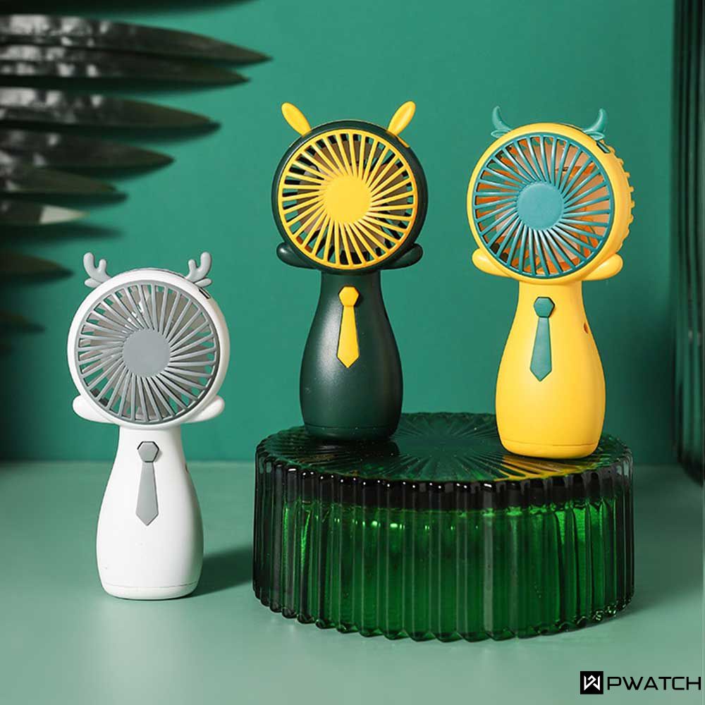 Quạt Hoạt Hình Quạt Mini Cầm Tay Mới Mùa Hè Quạt Nhỏ Gia Đình Văn Phòng Sạc Lại Được Để Bàn Sinh Viên Dễ Mang Theo Quạt Không Ồn Điều Chỉnh Ba Bánh 【Pwatch】