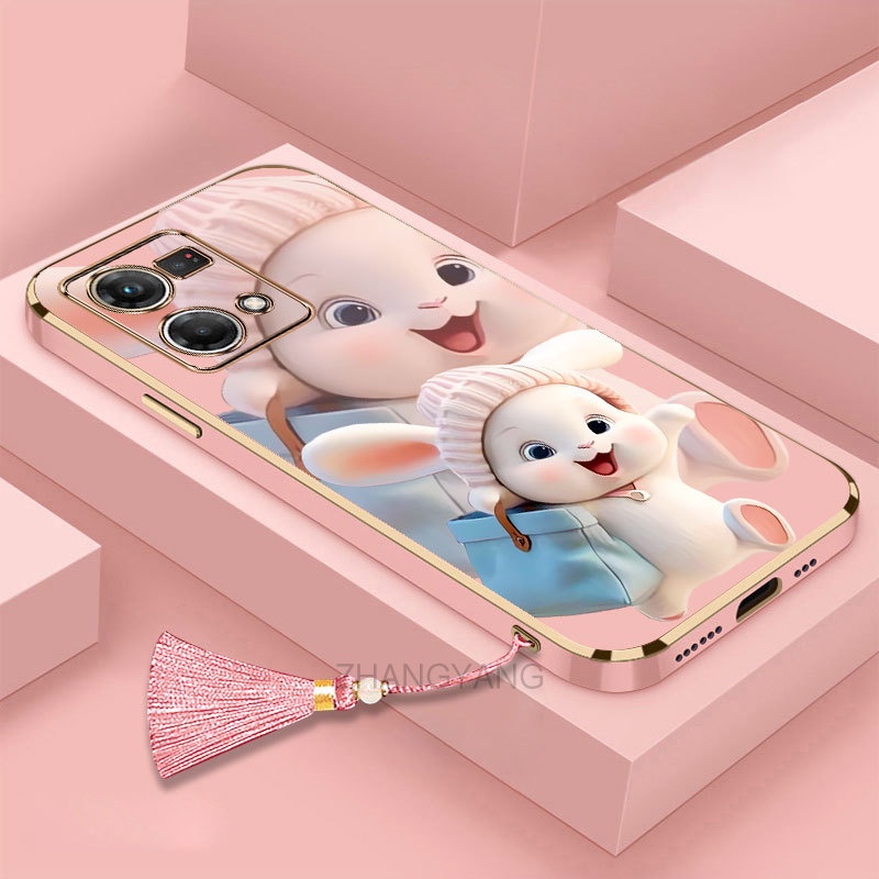ốp lưng oppo reno 7 4g reno 7 se reno 7 Pro Silicon Viền Thẳng Họa Tiết Chú Thỏ Nhiều Màu Dễ Thương 