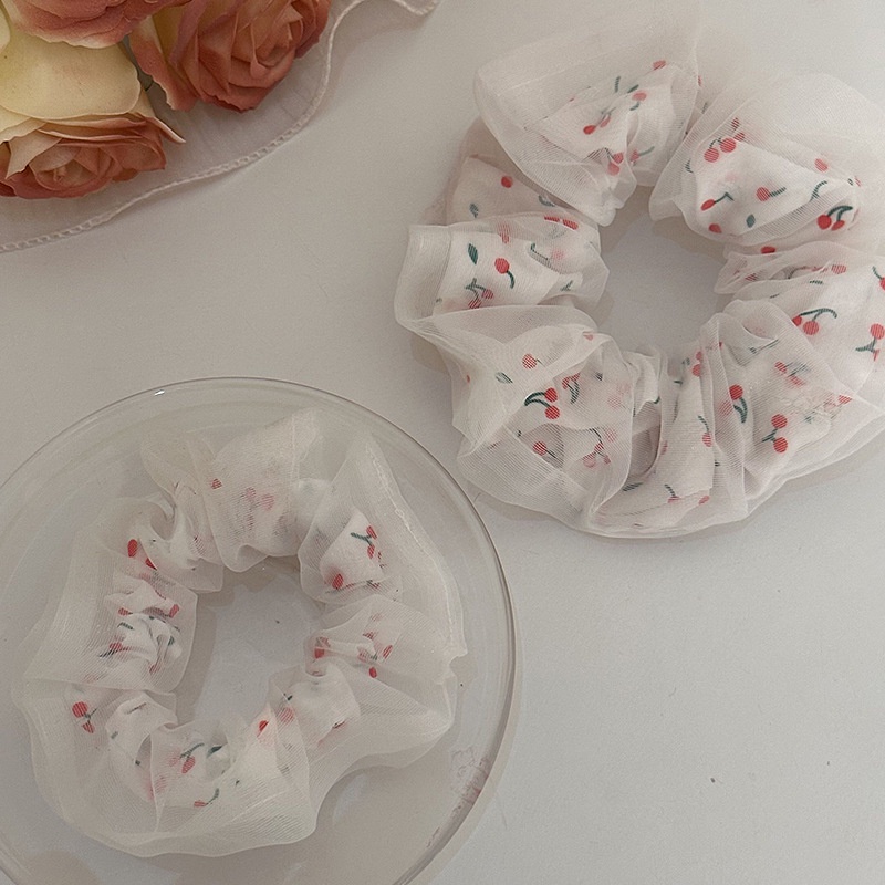 Dây Cột Tóc Cao Su Co Giãn Phối Lưới Thiết Kế Đơn Giản Thời Trang Cho Nữ