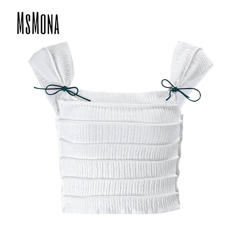 Áo Tank Top Sát Nách Cổ Vuông Màu Trơn Đính Nơ Thời Trang 2023 Cho Nữ