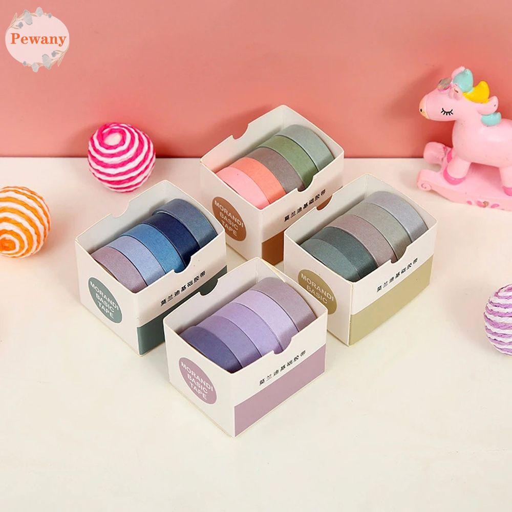 Set 5 cuộn băng keo màu trơn đơn giản dùng trang trí thủ công / sổ tay