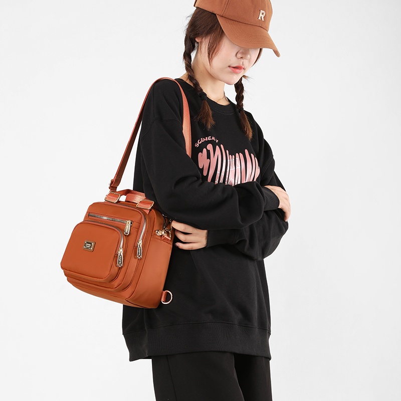 Túi Đeo Chéo/Ba Lô Phong Cách Sử Dụng Kép Màu Trơn Đơn Giản Nhiều Ngăn Dây Kéo Mượt Mà