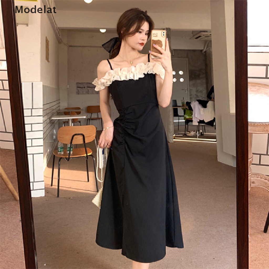 Mfc Đầm Midi Phối Bèo Phong Cách Pháp Thời Trang Mùa Hè Quyến Rũ Cho Nữ