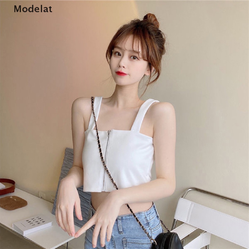 Mfc Áo Hai Dây Mùa Hè Màu Trơn Có Khóa Kéo Gợi Cảm Cho Nữ