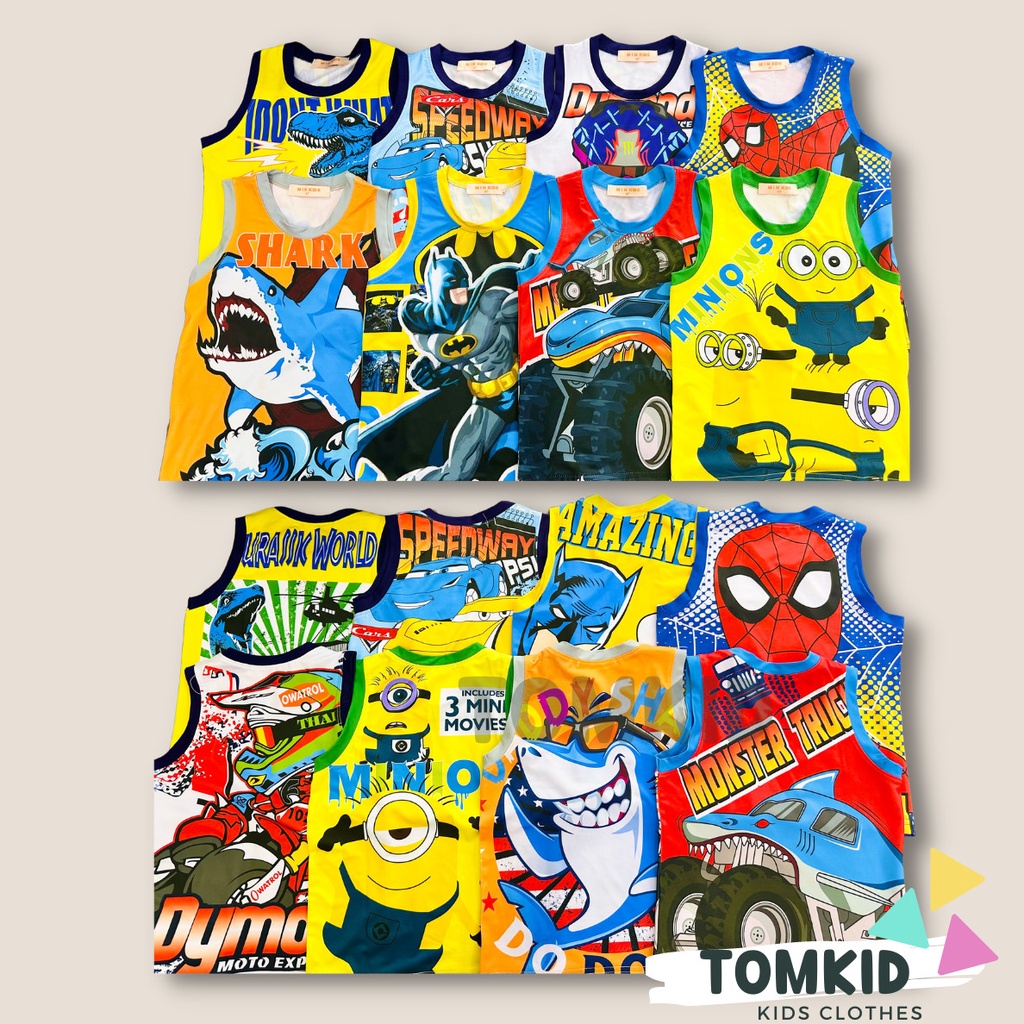 Đồ bộ cho bé trai bộ 3 lỗ bé trai chất thun lạnh siêu nhân siêu anh hùng động vật chính phẩm loại 1 10-40kg Tomkids