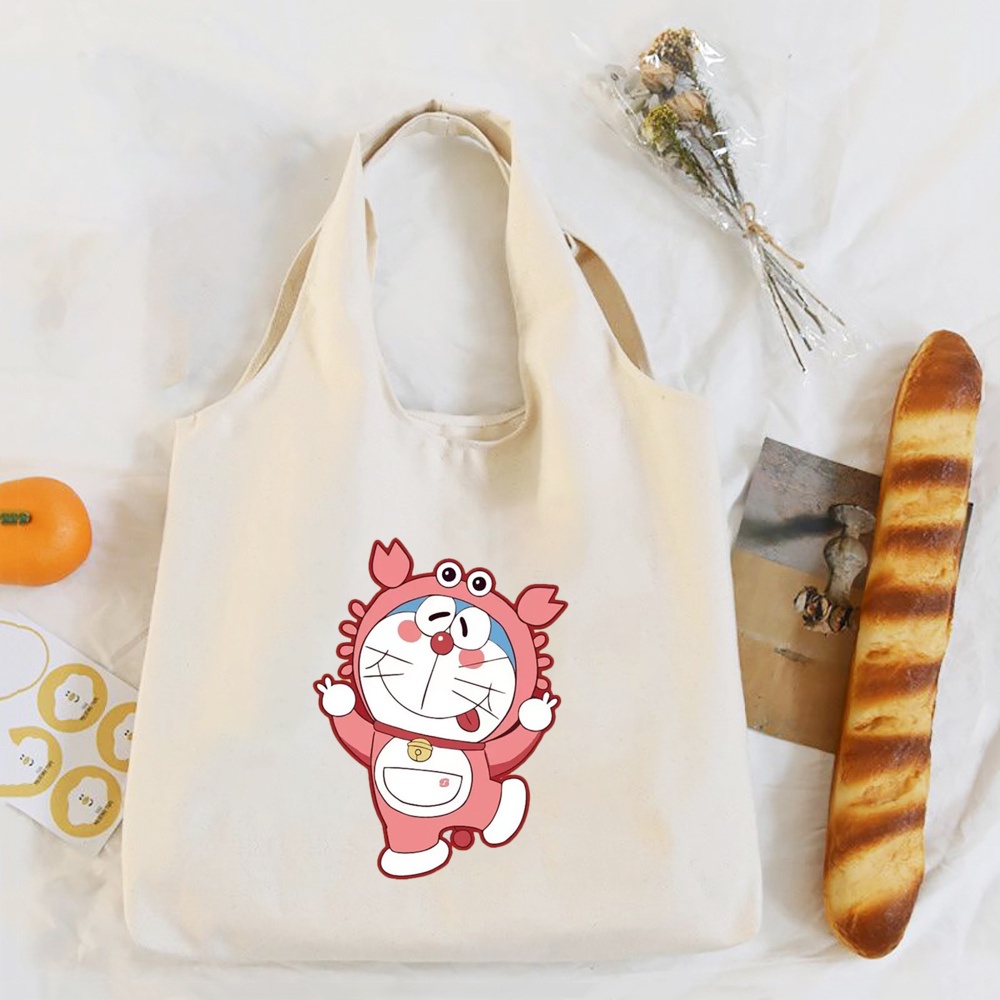 Túi Xách Vải canvas Cỡ Lớn In Hình doraemon Dễ Thương Cho Nữ