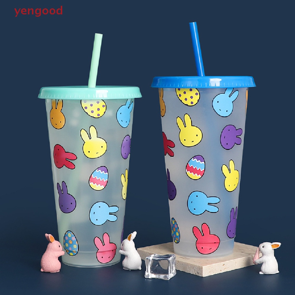 (YGD) Cốc Uống Nước Lạnh Bằng Nhựa Thay Đổi Màu Sắc Có Nắp Đậy Cho Tiệc Năm Mới