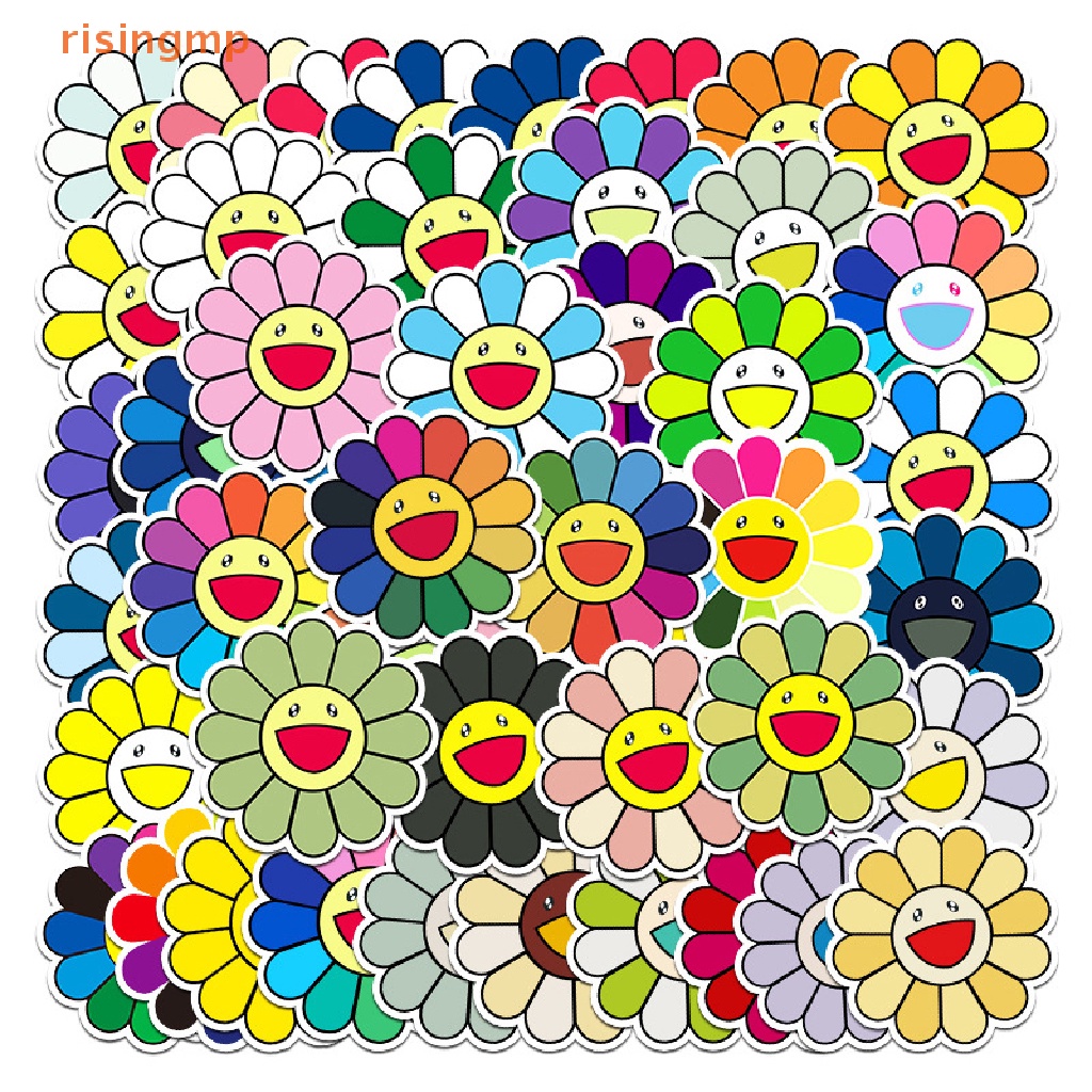 Set 50 Miếng Dán Graffiti Hình Hoa Hướng Dương Trang Trí Vali Du Lịch