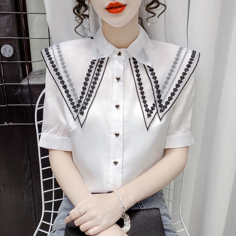 Áo Sơ Mi Chiffon Cổ Búp Bê Thiết Kế Ngọt Ngào Mẫu Mới 2023 Thời Trang Mùa Hè Cho Nữ