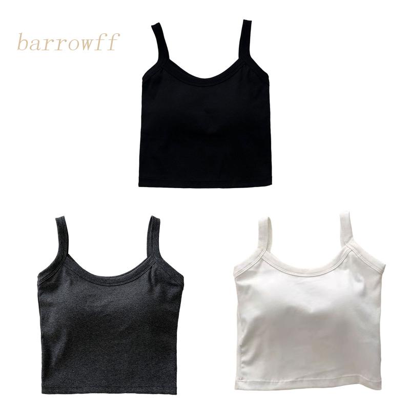 Brroa Áo Crop Top Thể Thao Không Đường May Có Đệm Ngực Màu Trơn Đơn Giản Cho Nữ