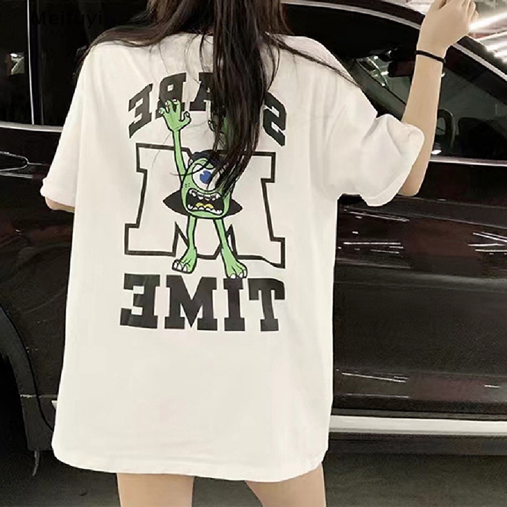 Áo Thun Tay Ngắn Cổ Tròn Dáng Rộng In Họa Tiết Hoạt Hình Thời Trang Mùa Hè Cho Nữ