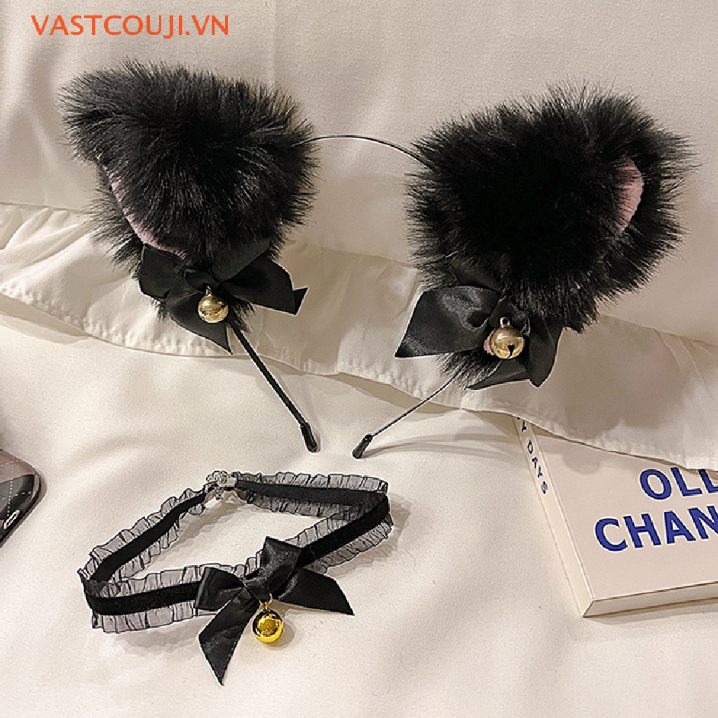 Băng Đô Tai Mèo Phối Ren Và Chuông Hóa Trang Gợi Cảm Cho Nữ