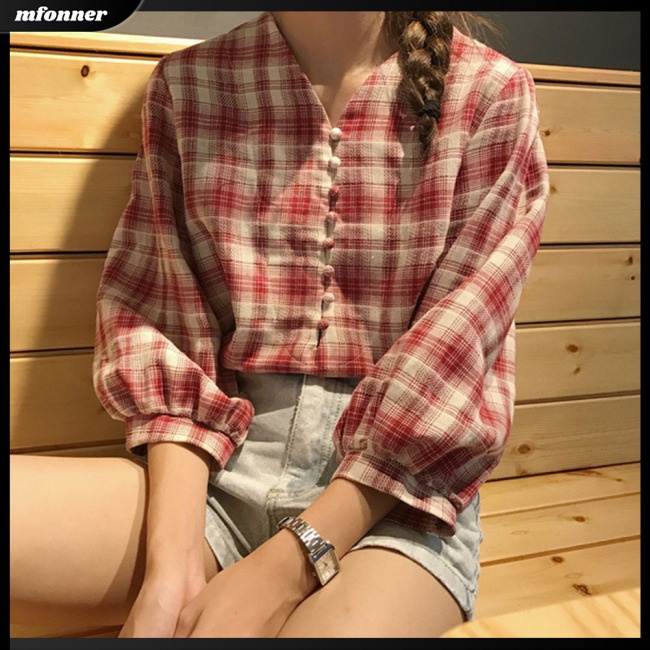 Áo Kiểu Tay Lửng Dáng Rộng Họa Tiết Kẻ Sọc Thời Trang Cho Nữ