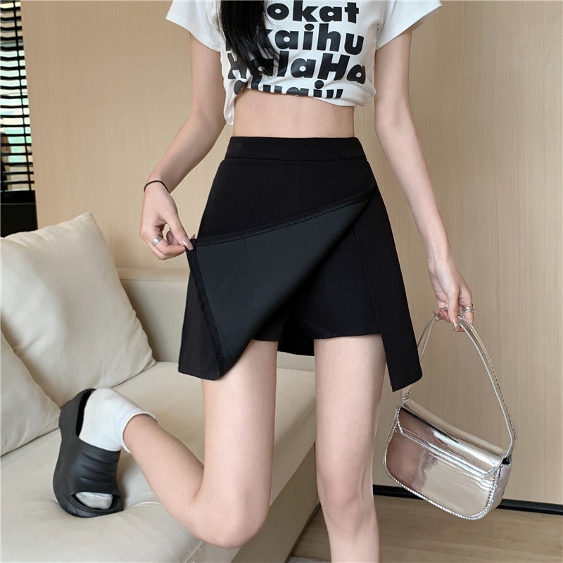 SUXI Chân Váy Chữ A Lưng Cao Màu Sắc Đơn Giản Thời Trang Mùa Hè Cho Nữ