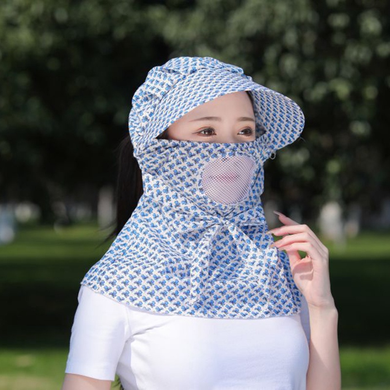 Mũ Rộng Vành Chống Nắng Kèm Tấm Che Mặt Chống Tia Uv Tiện Dụng Thời Trang Mùa Hè Cho Nữ