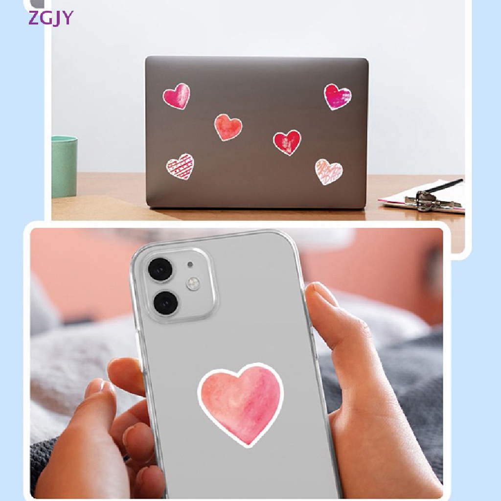 Bộ 50 Miếng Dán ZGJY Hình Trái Tim / Chữ Valene Độc Đáo Chống Thấm Nước Trang Trí Laptop / Ván Trượt / Guitar / Guitar DIY Mới