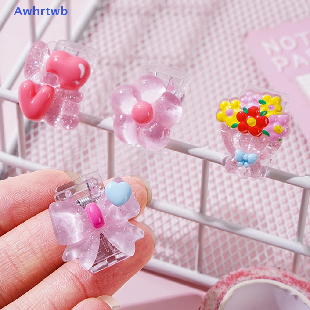 Set 4 Kẹp Giấy Bằng Acrylic Hình Hoa / Trái Tim Dễ Thương Sáng Tạo Cho Học Sinh / Văn Phòng Mới