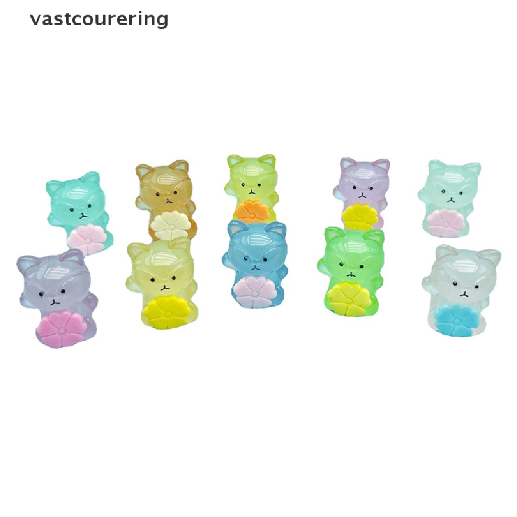 Bộ 2 Tượng Cáo Dạ Quang Bằng Nhựa Resin Dễ Thương Dùng Trang Trí Tiểu Cảnh