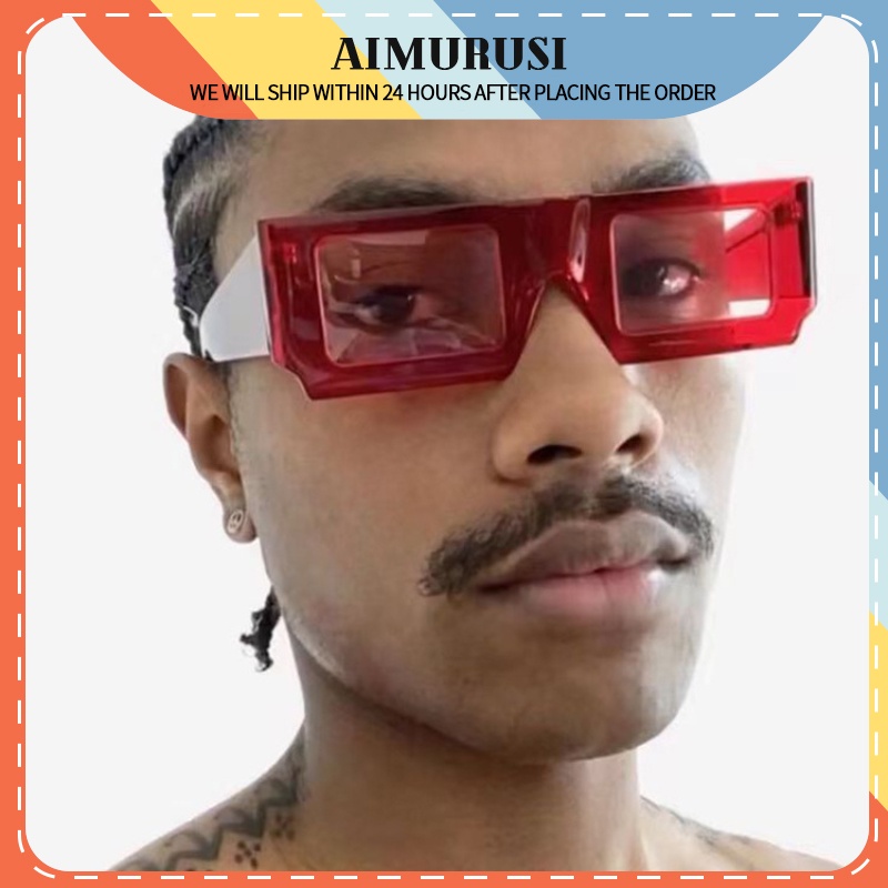 (AIMURUSI) COD Kính Mát Gọng Vuông Phong Cách Hip Hop Âu Mỹ Thời Trang