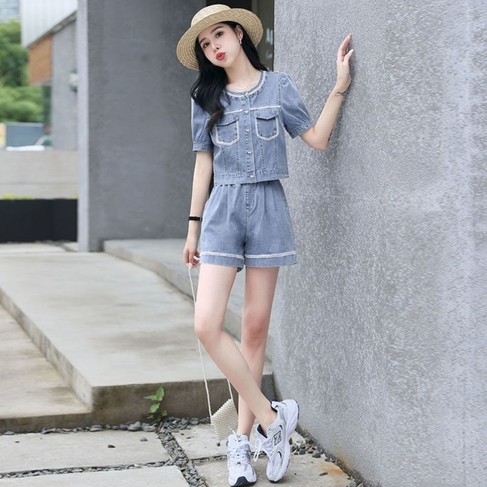 Set Đồ Thời Trang Mùa Hè Hai Món Tay Cộc Kích Thước Lớn Phong Cách Phương Tây Dễ Thương Cho Nữ