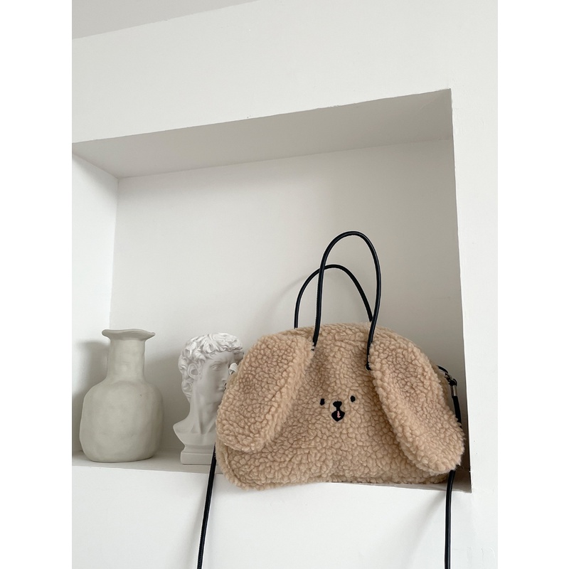 Túi Đeo Chéo Lông Thỏ Bông Mềm Mại Phong Cách Thu Đông Mới Cho Nữ