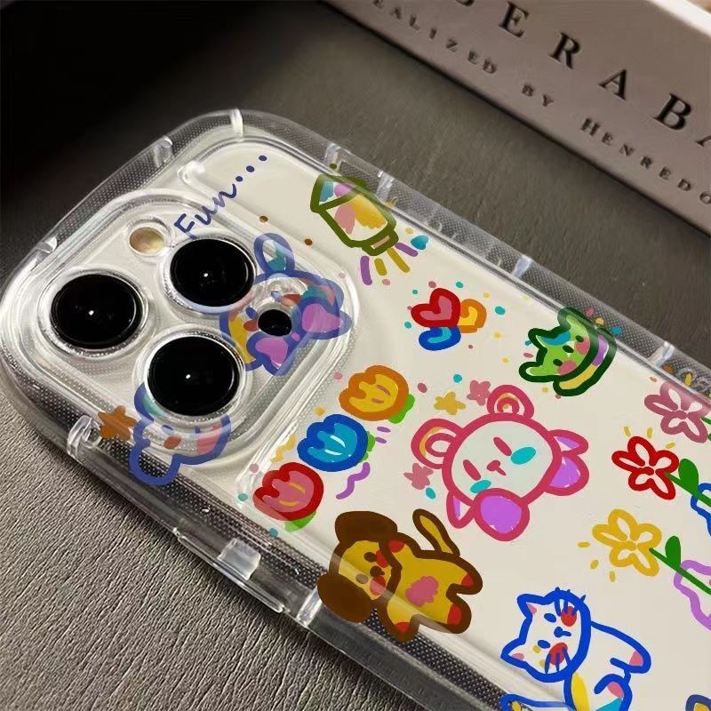 ✅Ốp Điện Thoại Trong Suốt Họa Tiết Graffiti Động Vật Kiểu Hàn Quốc Cho Iphone 13 1112 xs14pro Xr