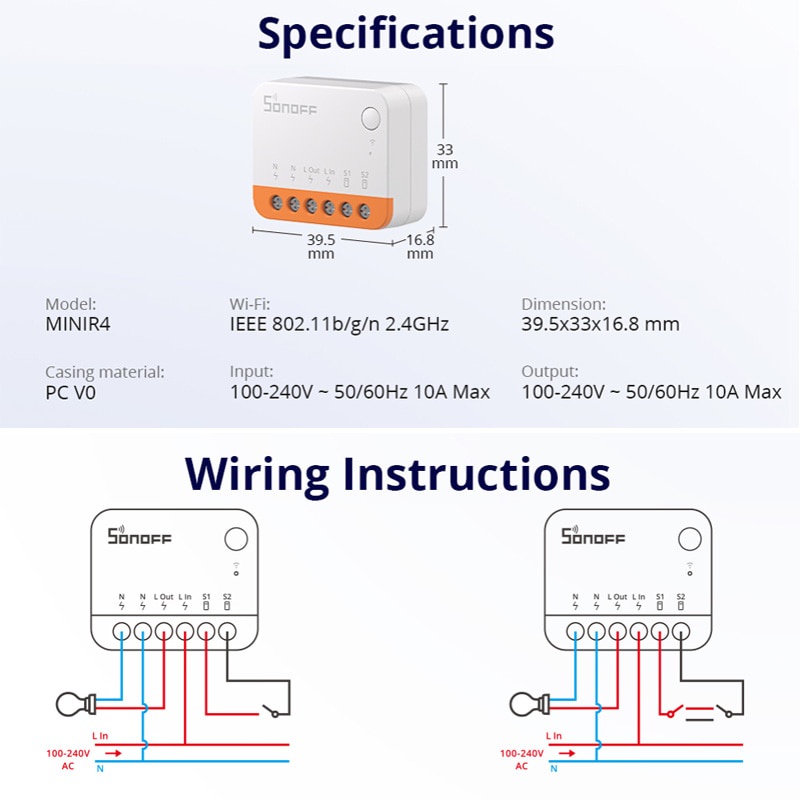 GOOGLE Mô Đun Công TắC Wifi Thông Minh SONOFF MINI R4 2 Chiều R5 S-MATE Chuyên DụNg Cho Gia ĐìNh