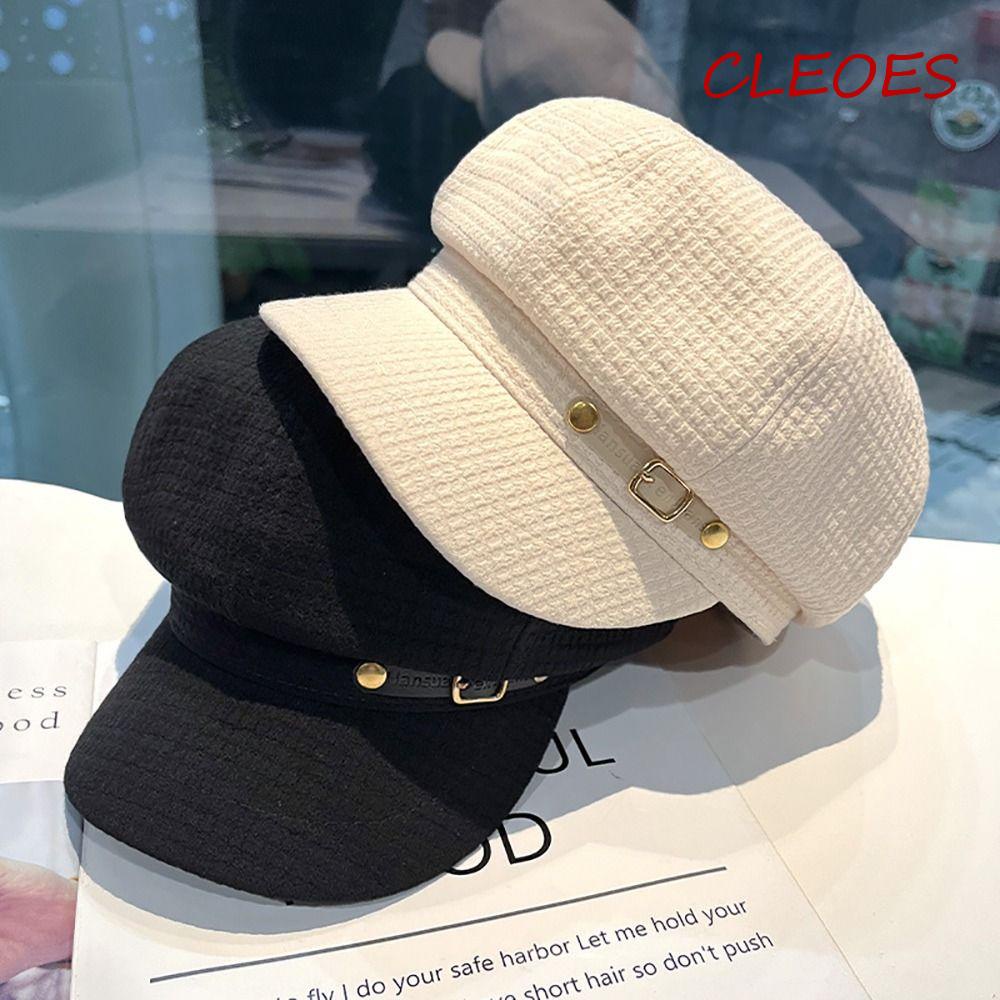 Mũ Beret Màu Trơn Khóa Kim Loại Thời Trang Mùa Thu Cho Nữ