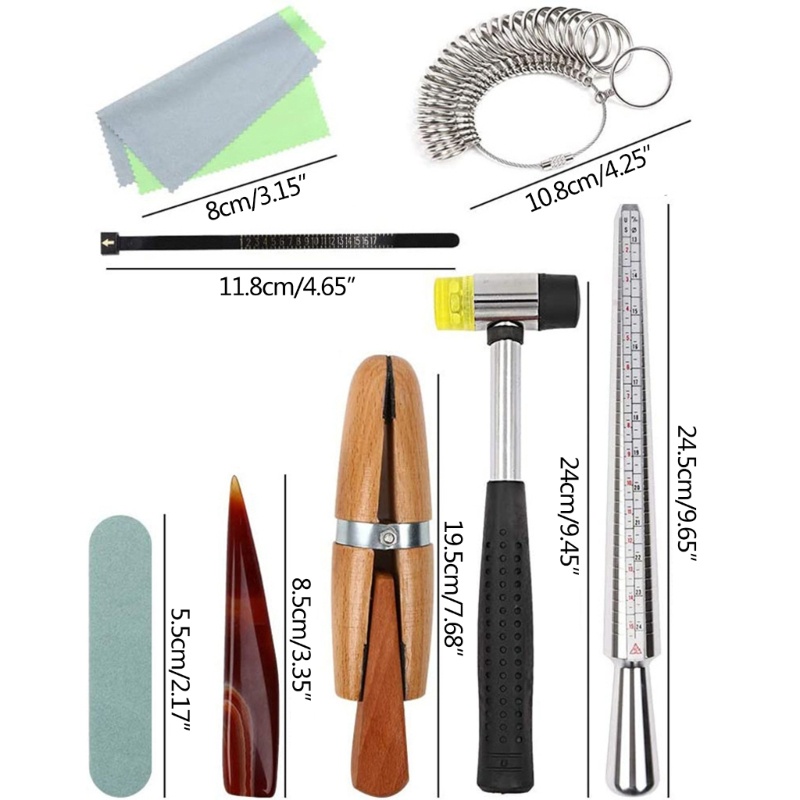 Bộ 11 Món Dụng Cụ Đo Kích Thước Nhẫn Cao Su Chuyên Dụng