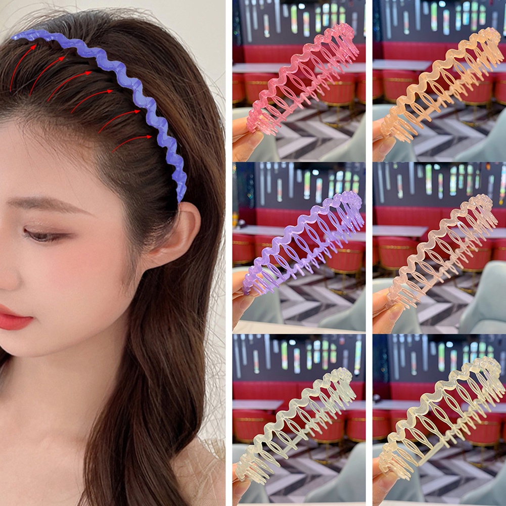 1 Băng Đô Cài Tóc Bằng Nhựa Trong Suốt Chống Trượt Màu Sắc Kẹo Ngọt