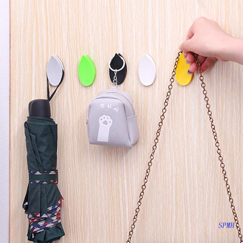 Set 5 Móc Treo Đồ Dán Tường Hình Chiếc Lá Tiện Dụng Cho Nhà Bếp / Phòng Tắm