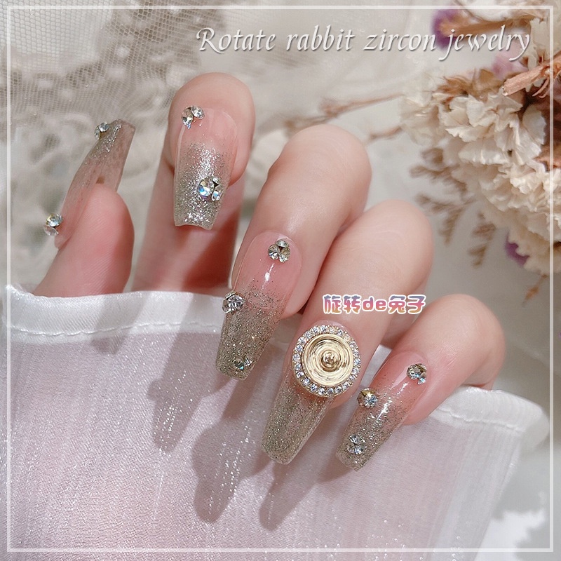 Charm thỏ đính đá trang trí móng dễ thương, phụ kiện nail