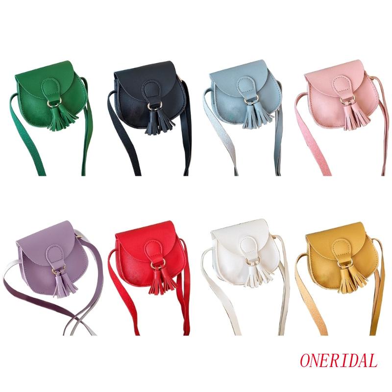 Túi Da PU Đeo Chéo Phối Tua Rua Dễ Thương Dành Cho Bé Gái