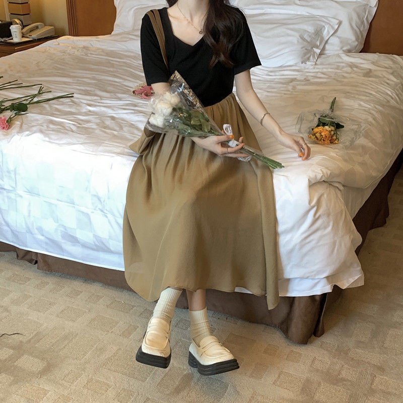 COZOK Đầm Ngắn Tay Ôm Eo Thời Trang Dành Cho Nữ