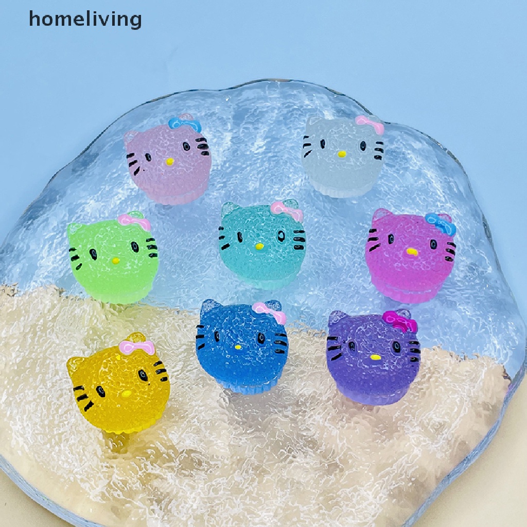 Bộ 2 Móc Điện Thoại Mini Bằng Nhựa Resin Dạ Quang Hình Mèo Hoạt Hình Dễ Thương DIY