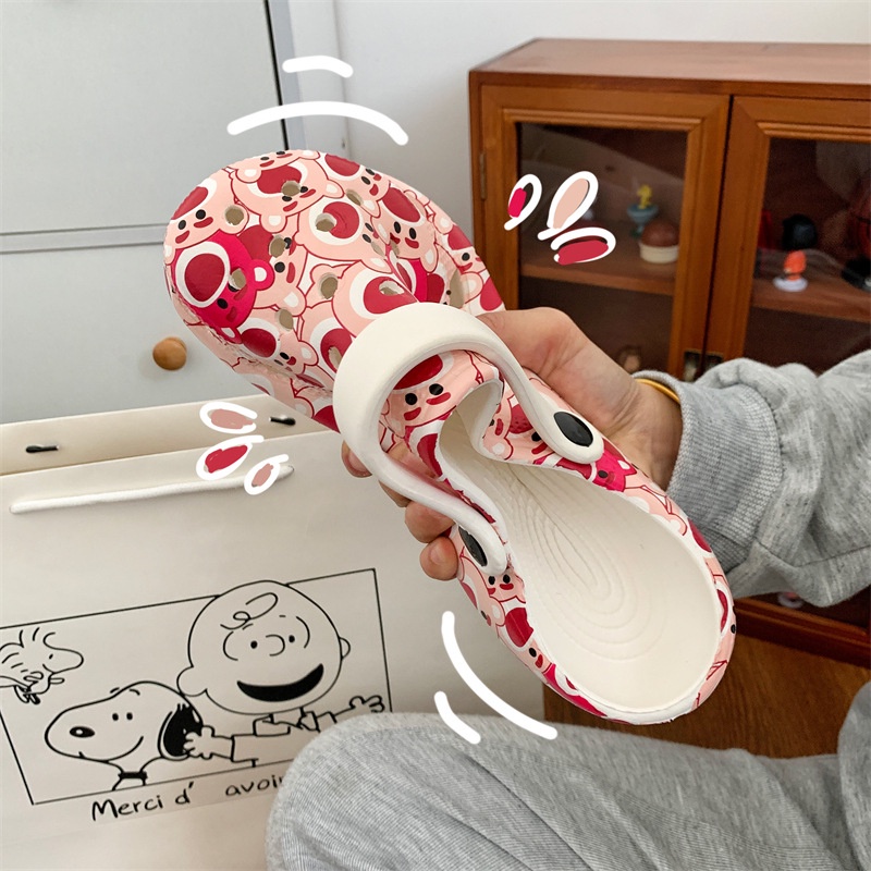 🔥có hàng sẵn🔥mùa hè mới Dép Gấu Dâu hoa văn dễ thương dép sandal nữ-AB2269