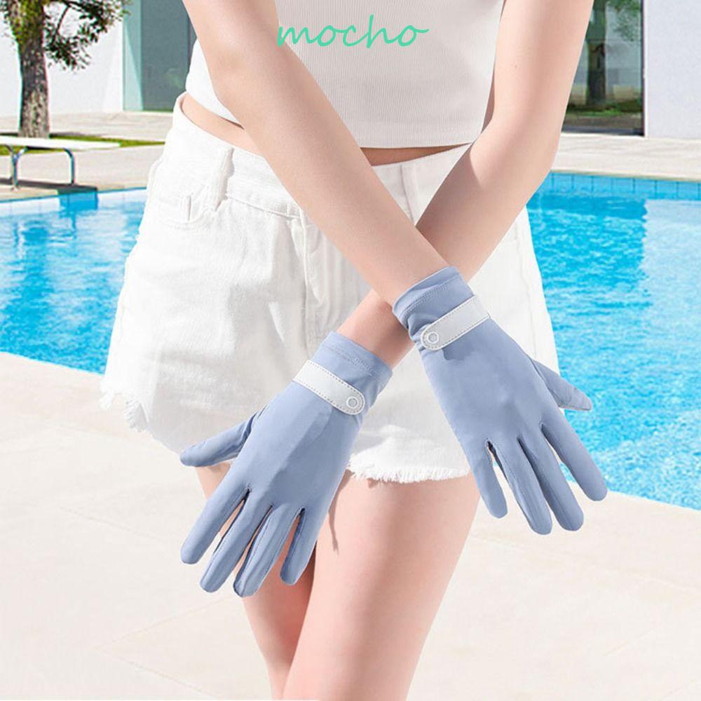 Găng Tay Thể Thao Vải Lụa Lạnh Mỏng Màu Trơn Có Thể Chạm Màn Hình Cảm Ứng