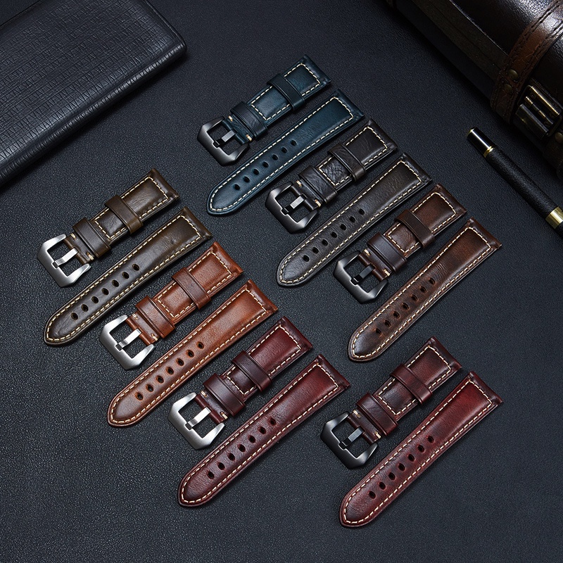 Dây Đeo Bằng Da Thật Phong Cách Ý Cổ Điển 20mm 22mm 24mm 26mm Cho Đồng Hồ Panerai