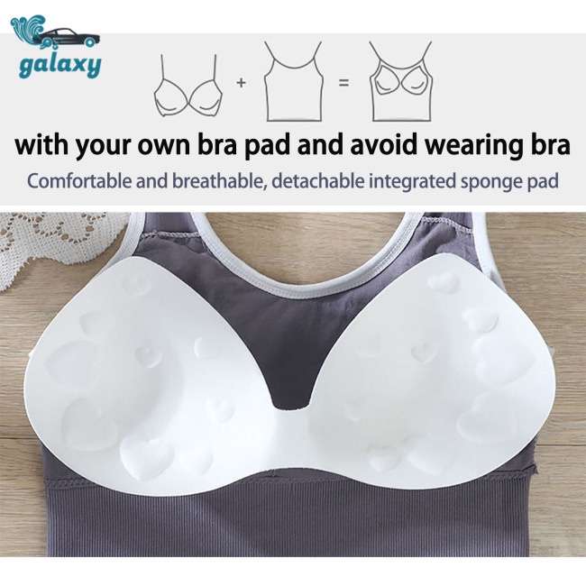 Galaxy Áo Ngực Thể Thao Hai Dây Không Viền Có Miếng Đệm Nâng Ngực Tháo Rời Được