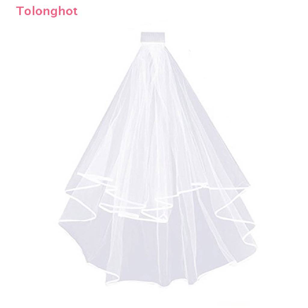 Mạng Che Mặt Vải Tuyn Hai Lớp Kèm Lược Màu Trắng Cho Cô Dâu