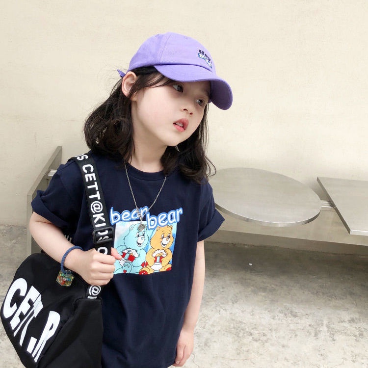 Áo Thun Bé Gái In Hình Gấu Phong Cách Hàn Quốc 1-8 Tuổi