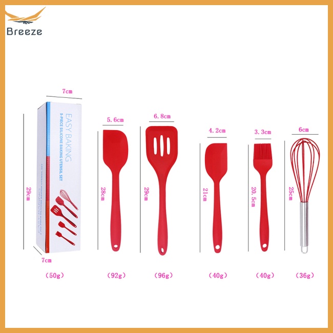 Bộ 5 Dụng Cụ Nấu Ăn Bằng Silicone Chống Dính Chịu Nhiệt Kèm Dụng Cụ Đánh Trứng Tiện Lợi