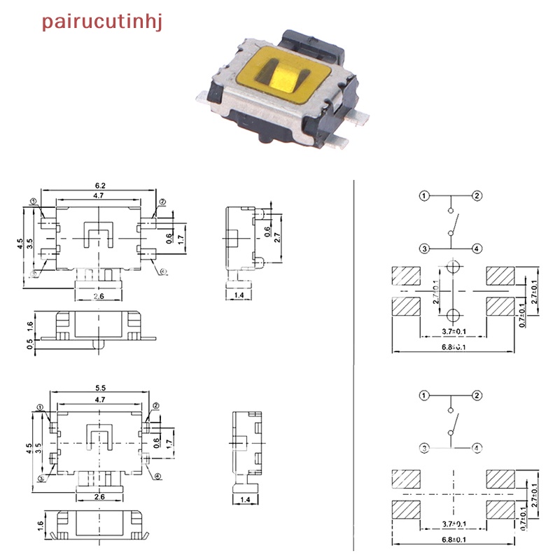 Set 10 Công Tắc Micro SMD 4Pin Kích Thước 3.5X4.7 Chuyên Dụng Cho Điện Thoại
