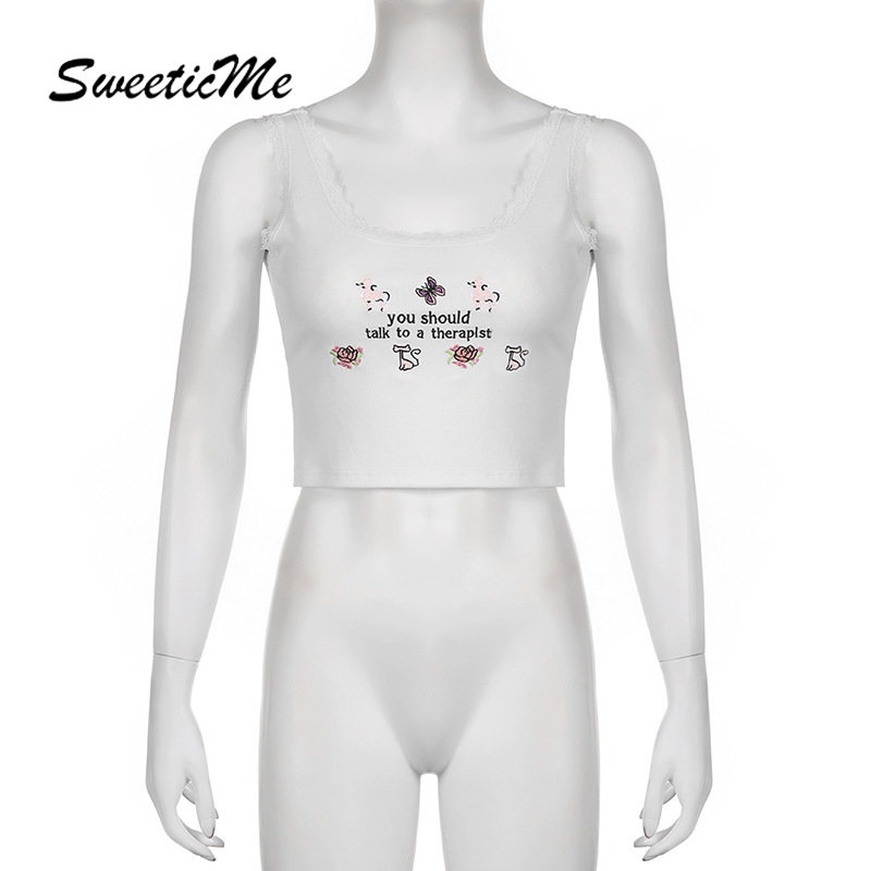 Áo Tank Top Cổ Tròn Phối Ren Màu Tương Phản Thời Trang 2023 Cho Nữ